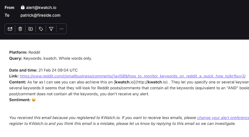 KWatch.io Email Alert
